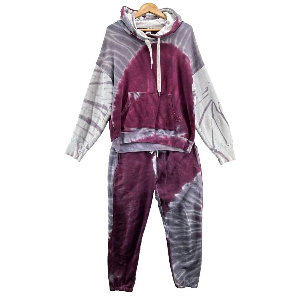 NSF Women's Tie-Dye Hoodie & Jogger Set in Plum and Gray
